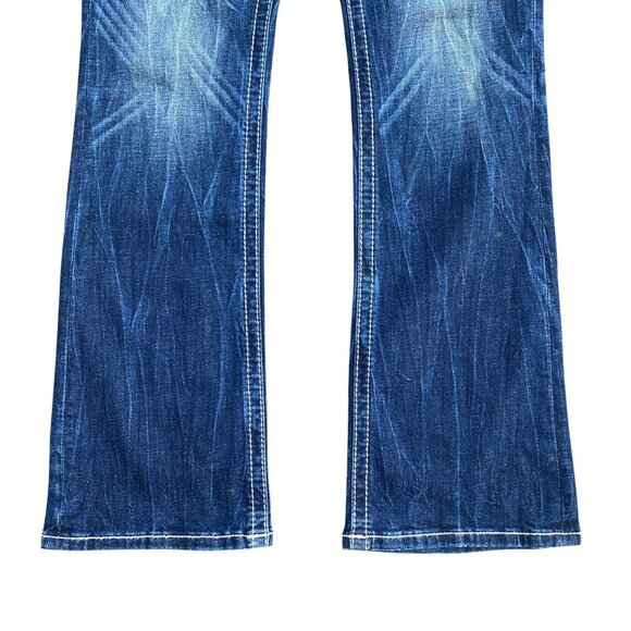 Miss Me Curvy Boot Denim Jeans Sz 27 Rhinestone Western Statement Mid-Rise - Picture 13 of 16